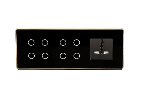 Lumi 8 Module 8 Button +1 Socket Black